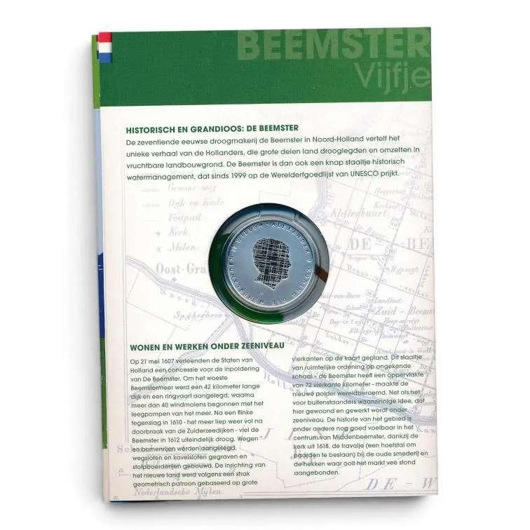 NL 5 Euro 2019 Beemster Vijfje – Zilver Proof in blister, Koningin Beatrix, Zilver, Euro's, Ophalen of Verzenden