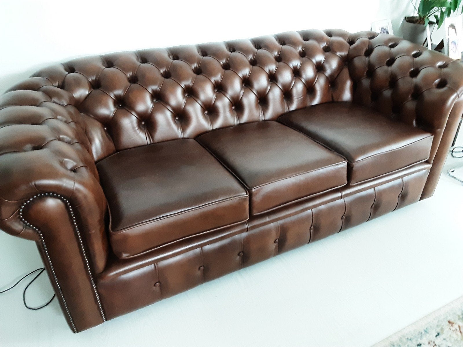 Zeer mooie Leren Chesterfield bank - 3-zits., Huis en Inrichting, Ophalen, Chesterfield, Driepersoons, Zo goed als nieuw