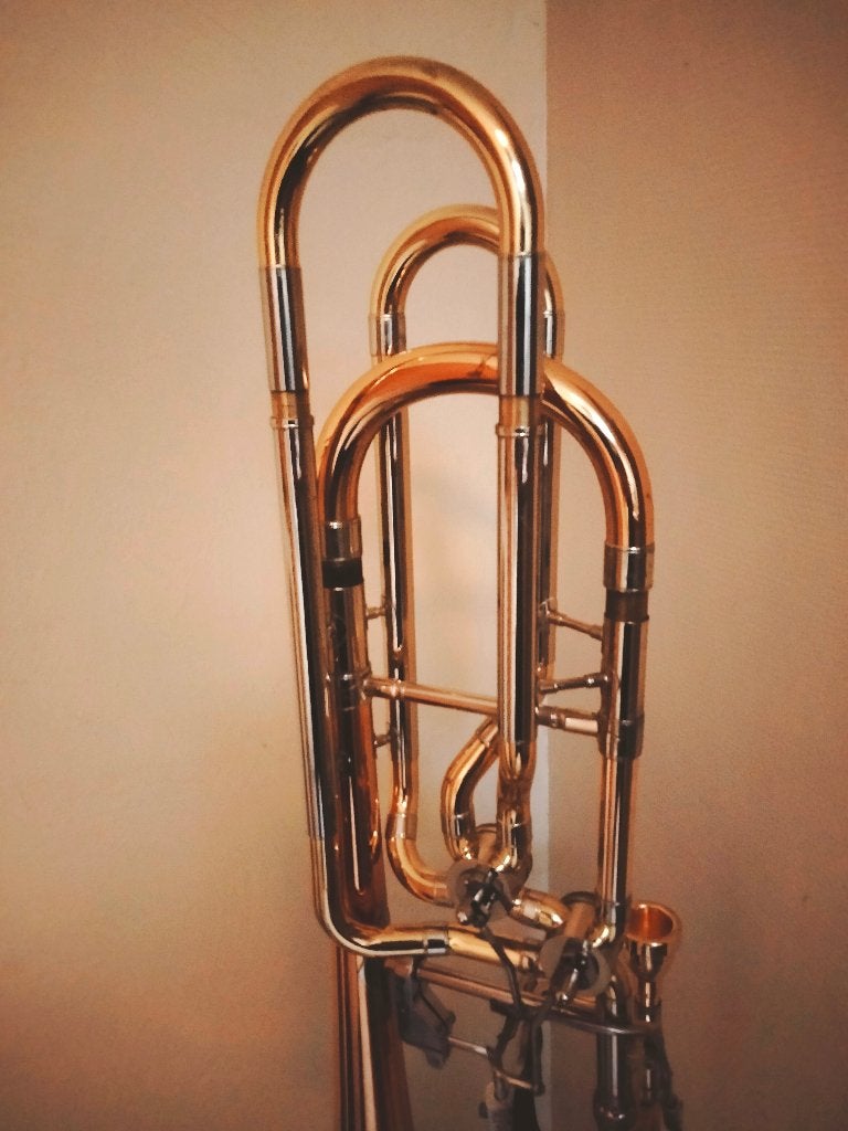 trombone, bastrombone, Ophalen, Gebruikt, Bas, Met koffer