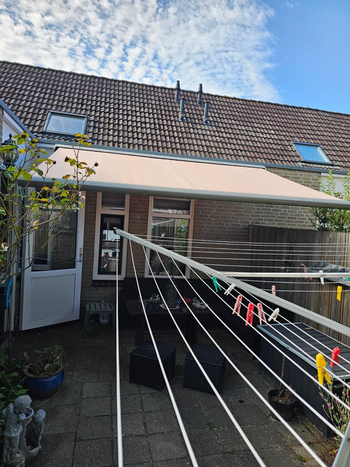 Electriche Knikarmscherm zonnescherm, gebruikt, breedte 340, 150 tot 300 cm, Ophalen, Gebruikt, Knikarmscherm