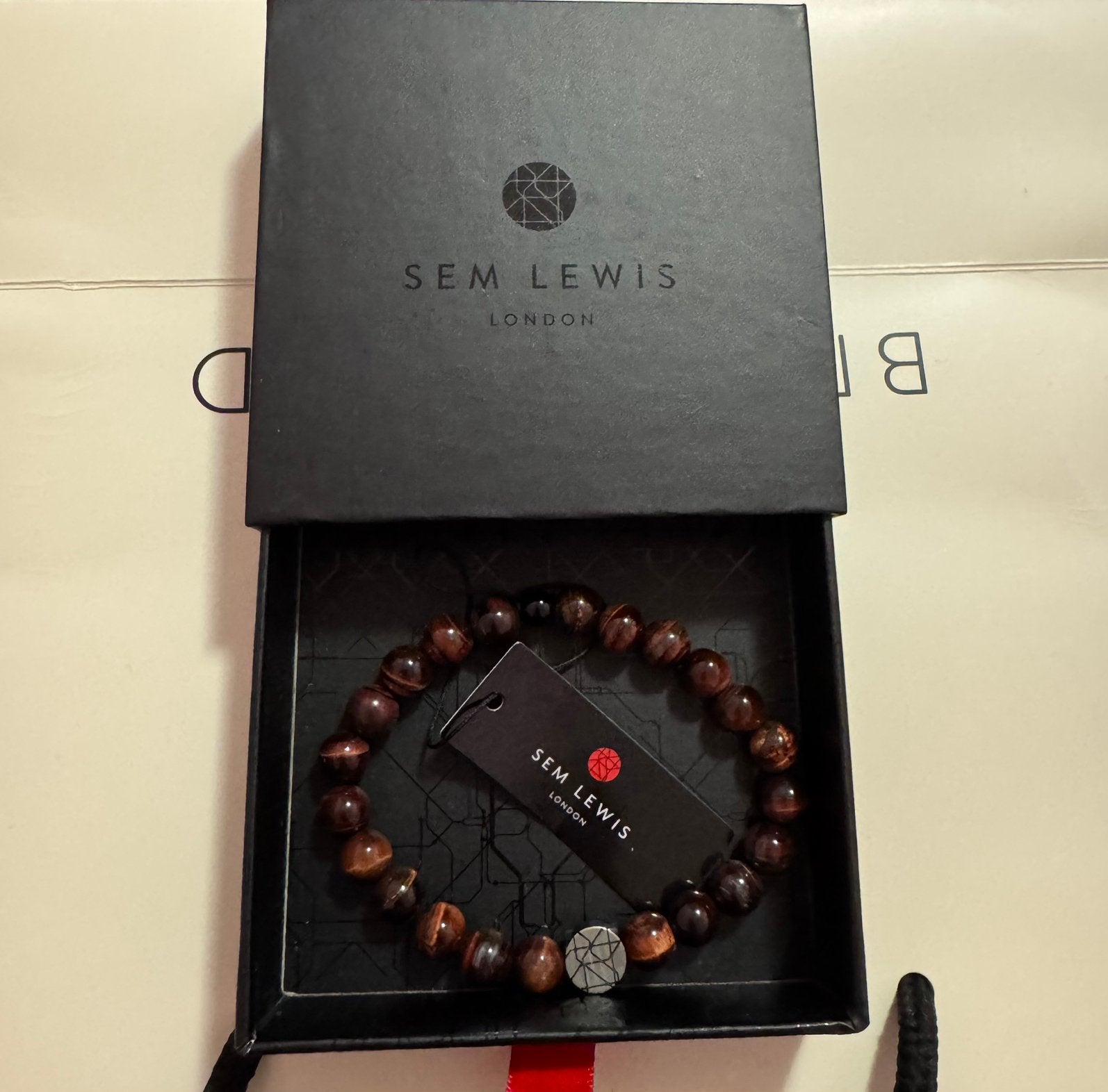 Sem Lewis heren Armband met label, Sieraden, Tassen en Uiterlijk, Ophalen of Verzenden, Zo goed als nieuw, Zilver