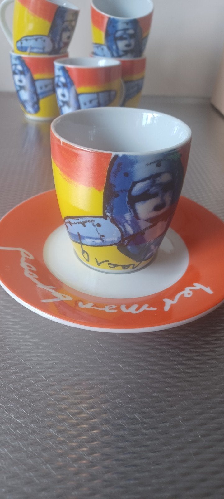 herman brood kopjes met schotel, Ophalen of Verzenden, Zo goed als nieuw, Gebruiksvoorwerp