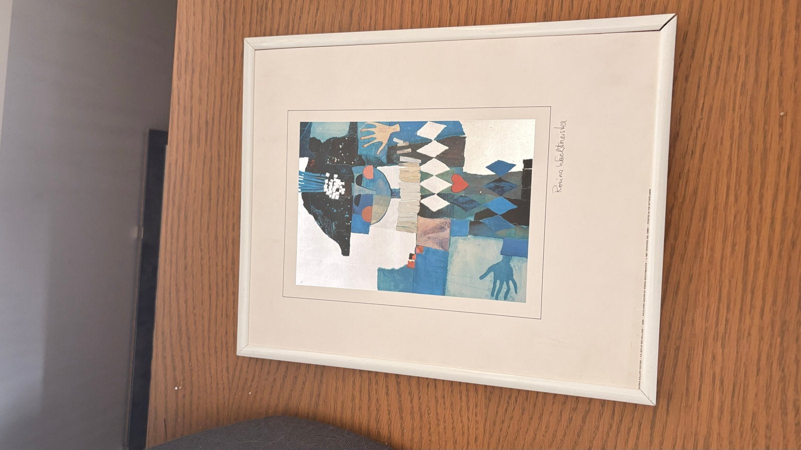 Abstracte collage in lijst - Rosina Wachtmeister, Antiek en Kunst, Abstract, Papier/karton, Ophalen of Verzenden, Ingelijst