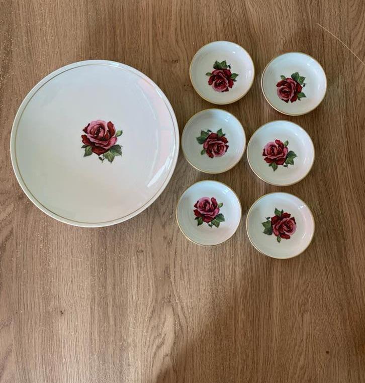 Petit four schaal met 6 kleine bordjes van Thomas, Antiek en Kunst, Ophalen of Verzenden