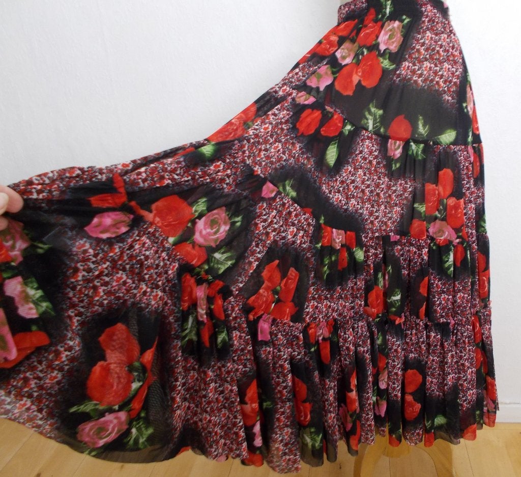 Petticoat/stroken maxi print rok van Heart! M/L, Kleding | Dames, Rokken, Maat 38/40 (M), Zo goed als nieuw, Onder de knie, Meerkleurig