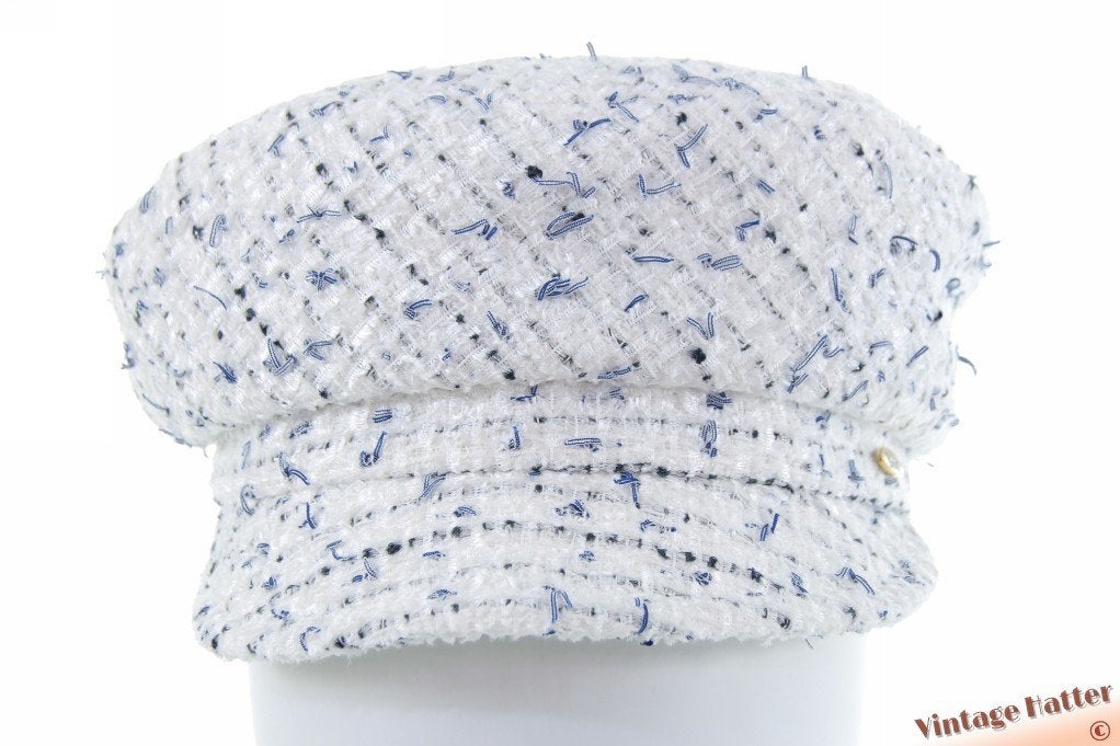 Damespet Bronté Ella wit met blauwe accenten 58-59 nieuw, Nieuw, Ophalen of Verzenden, Pet, Bronté Amsterdam - Ella