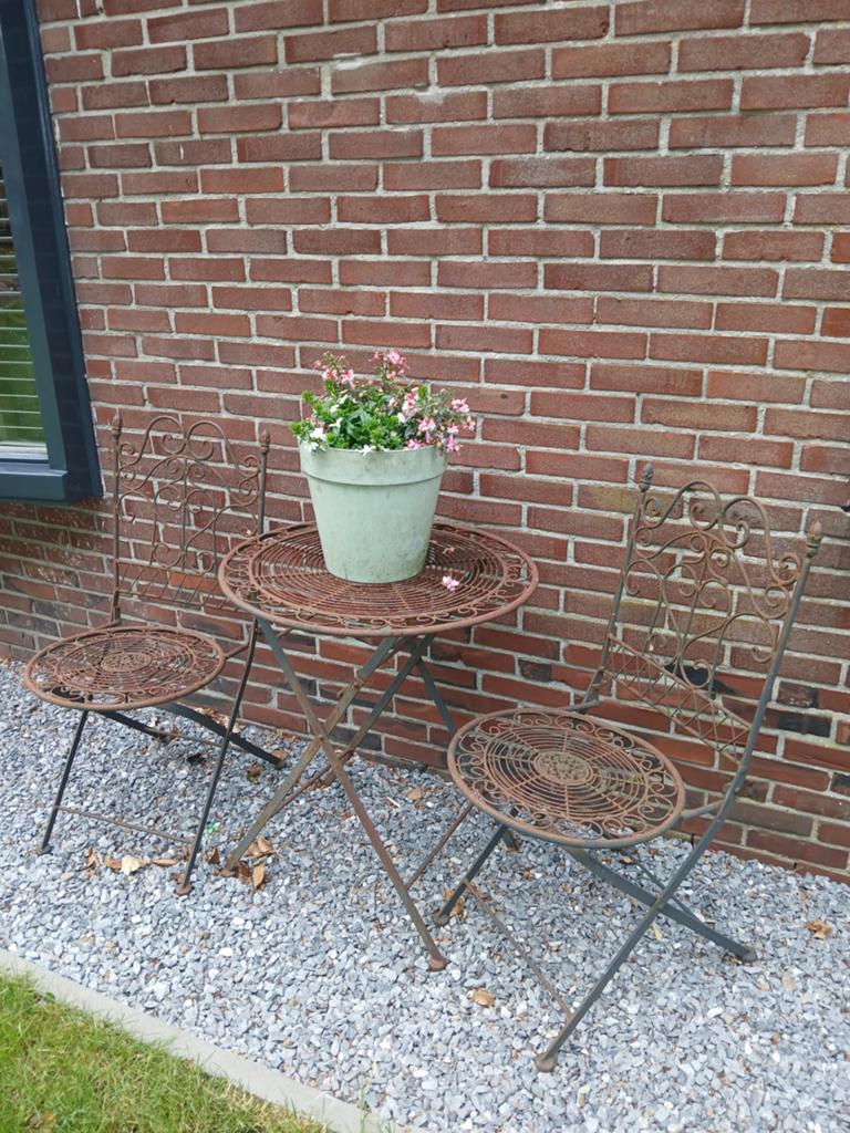 Brocante Bistro Tuinset, Ophalen, Gebruikt, Overige materialen, 2 zitplaatsen