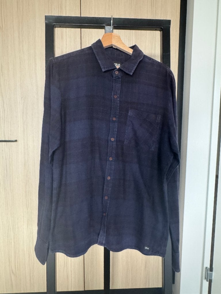 Gsus overhemd heren - Paars Blauw - Maat M - G-sus, Blauw, Halswijdte 39/40 (M), Ophalen of Verzenden, Gsus