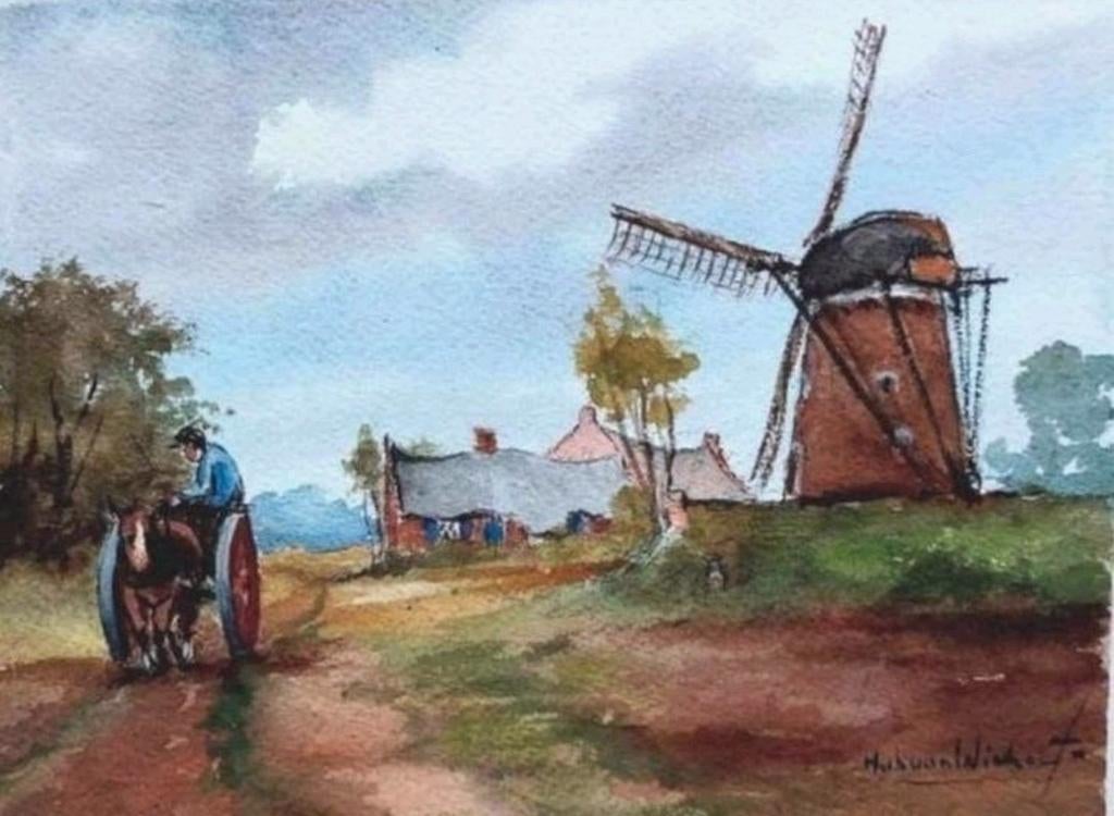 Aquarel... Hub van Winkel... (r.o. gesigneerd) ..., Ophalen of Verzenden