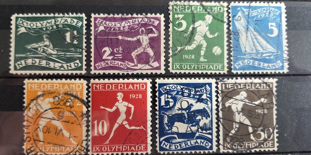 NVPH 212-219 gestempeld. Olympiade 1928 (2)., Verzenden, T/m 1940, Gestempeld