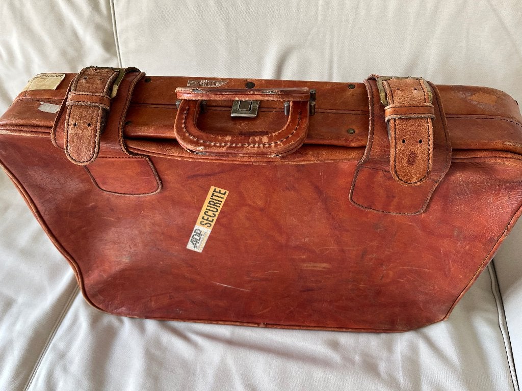vintage leren koffer, Sieraden, Tassen en Uiterlijk, Koffers, Gebruikt, Slot, Leer, 35 tot 45 cm