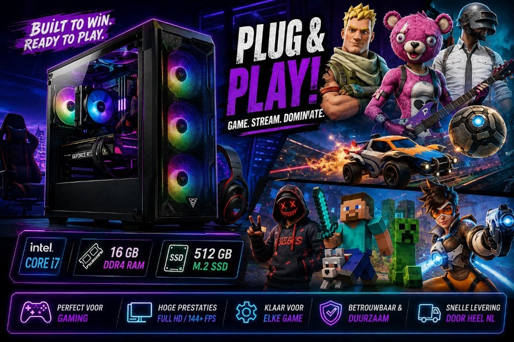 ZGAN krachtige Game Allrounder i7 Pc +16Gb +Geforce+Garantie, 1,2 Tb, Ophalen of Verzenden, Zo goed als nieuw, Gaming
