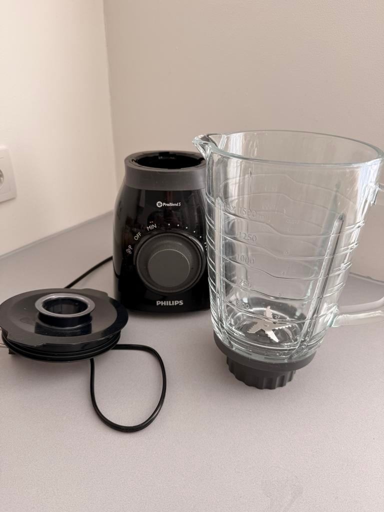 Philips Blender pro blend 5 - Zwart - 1.5L Glazen Kan, Ophalen of Verzenden, Blender