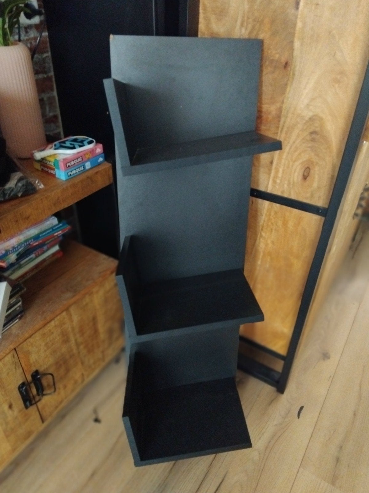 LP platen rek met 3 planken, Ophalen, Zo goed als nieuw, Hout