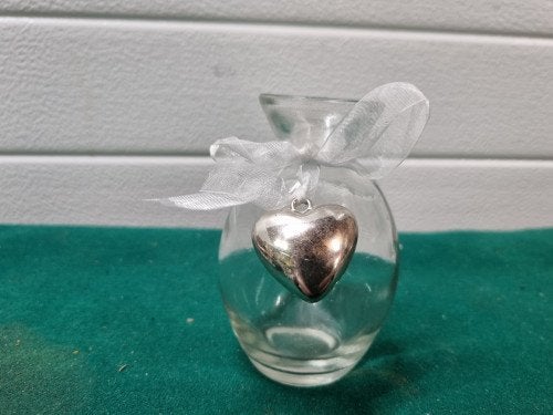 -	vaasje glas met hart, Ophalen of Verzenden