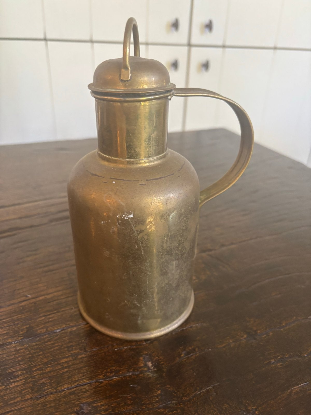 Antieke koperen olielamp of schenkkan, Antiek en Kunst, Verzenden, Koper