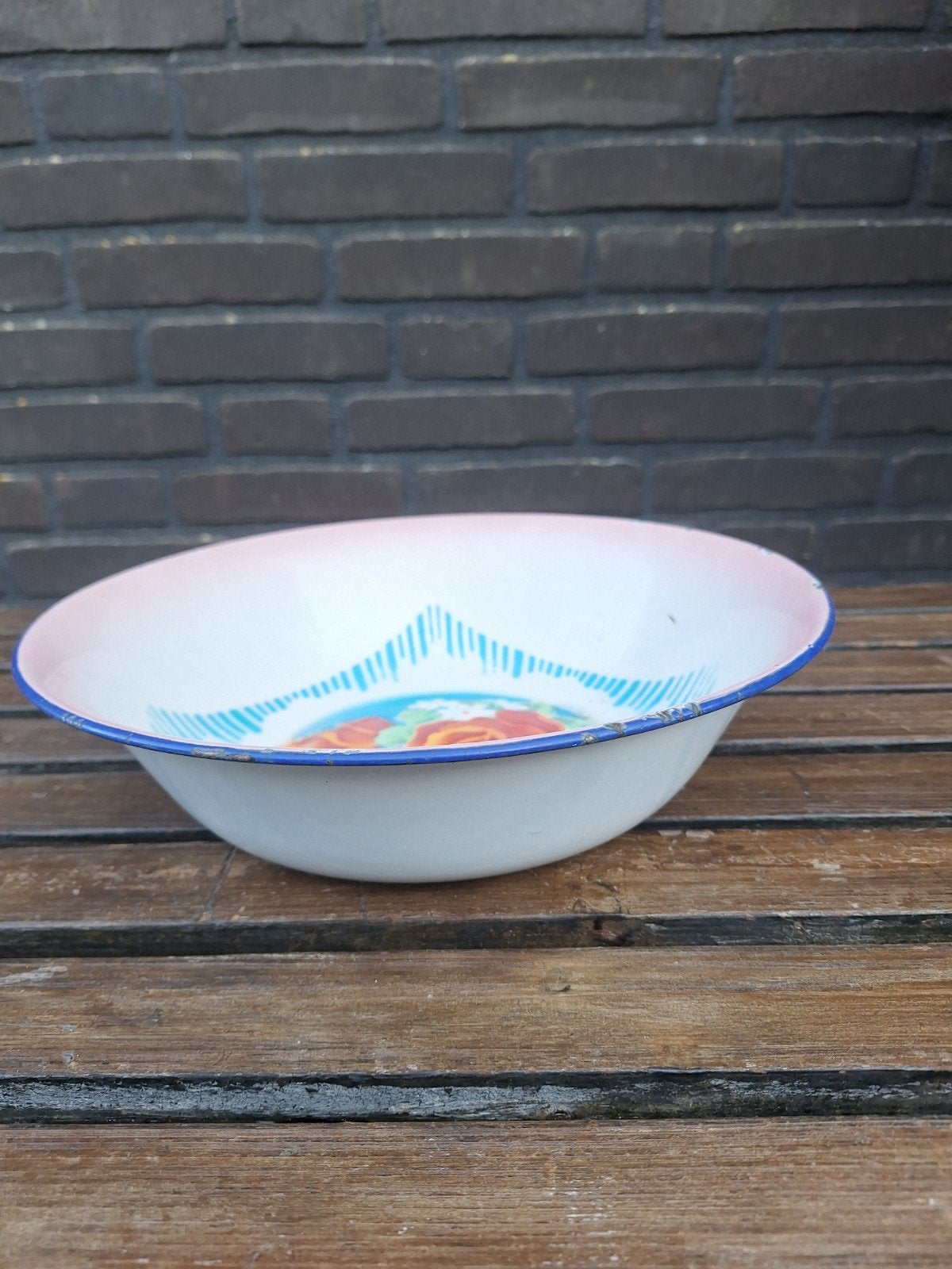 Vintage emaille schaal 'Bumper Harvest' - 28 cm, Ophalen of Verzenden