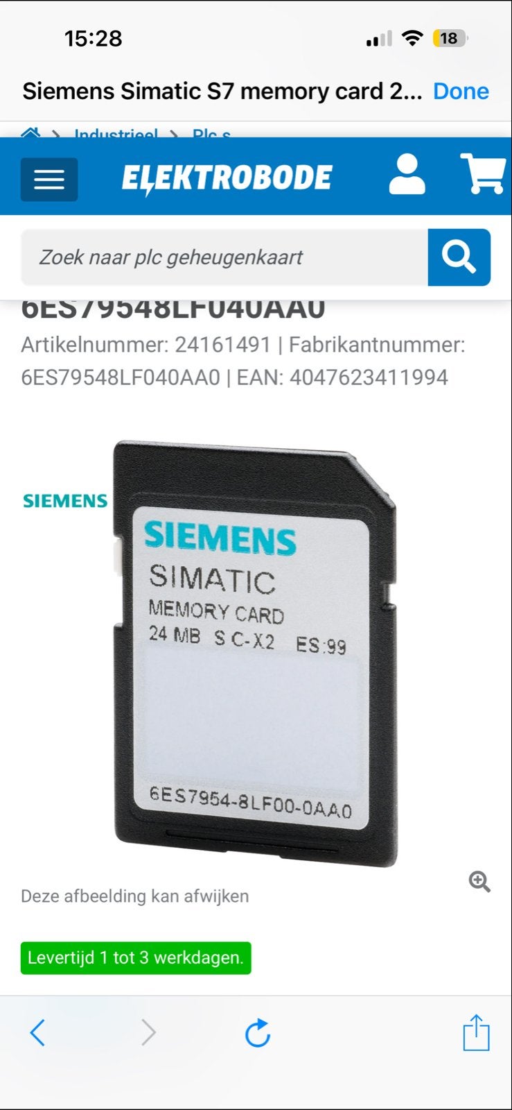 Siemens Simatic S7 Geheugenkaart 24 MB SC-X2, Intern, Server, SSD, Ophalen of Verzenden