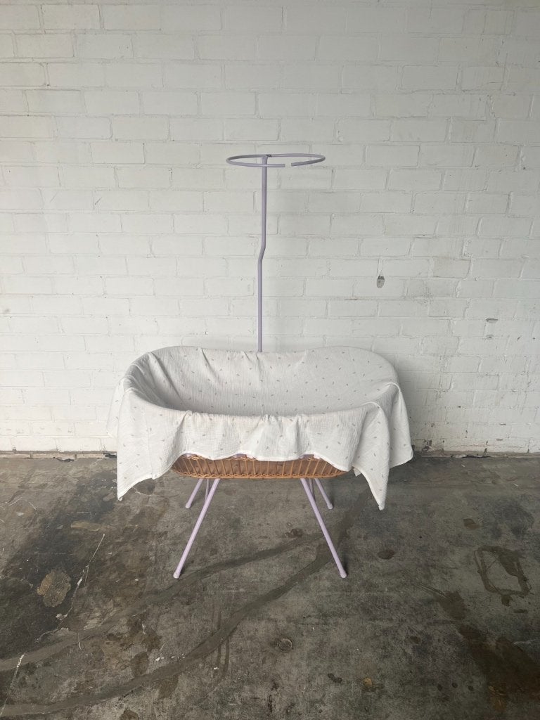 Rotan Wieg Babywieg met Hemelhouder Boho Vintage, Kinderen en Baby's, Ophalen of Verzenden, Gebruikt, Wieg