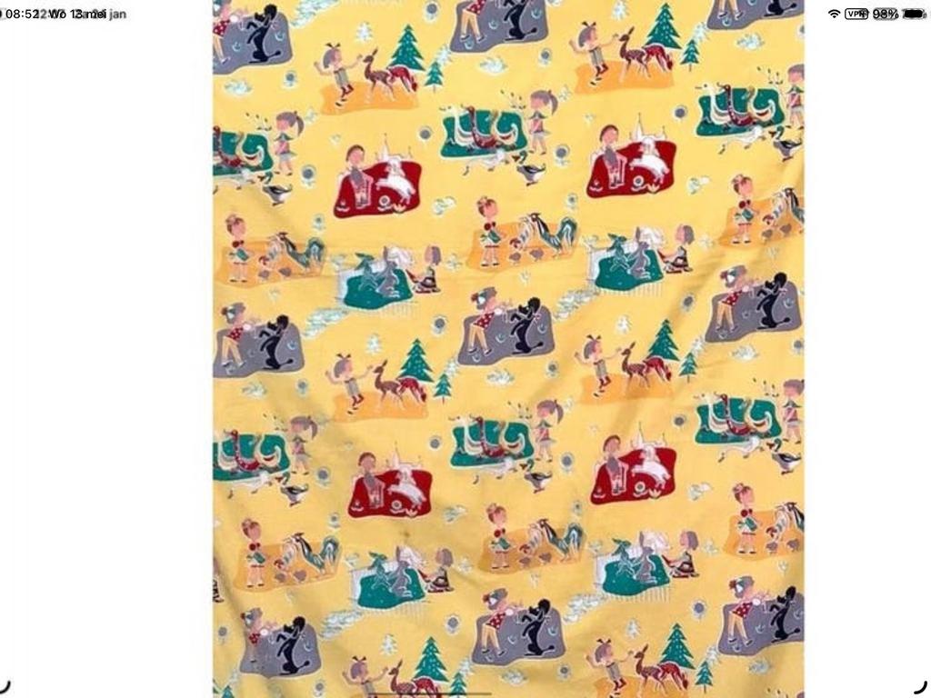 Groot vintage speelkleed, jaren 60, geel met tekeningetjes, Ophalen of Verzenden, Zo goed als nieuw