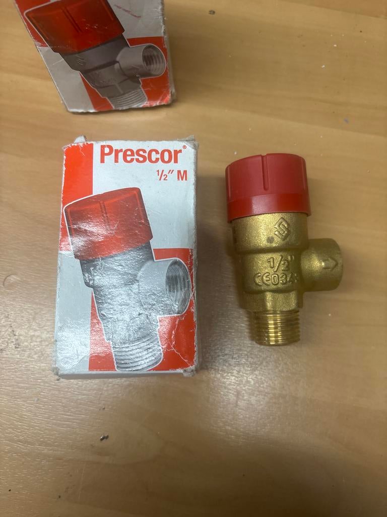 Prescor 1/2" M Overdrukventiel van Flamco, Doe-het-zelf en Verbouw, Koper, Overige typen, Nieuw, Ophalen of Verzenden