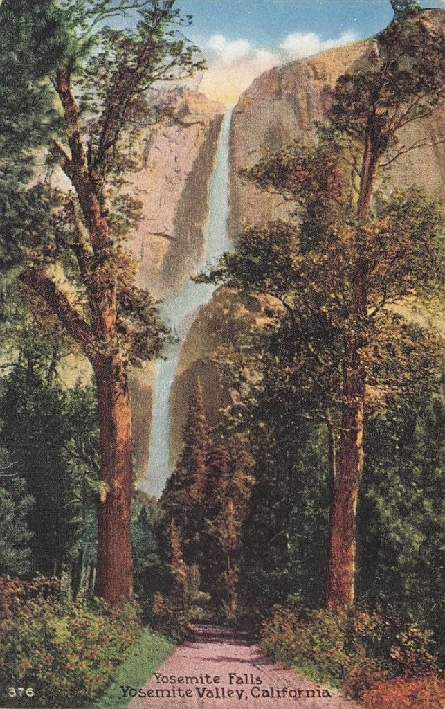 703-295-011 Yosemite Falls Yosemite Valley California, Verzamelen, Ophalen of Verzenden, Voor 1920, Buiten Europa