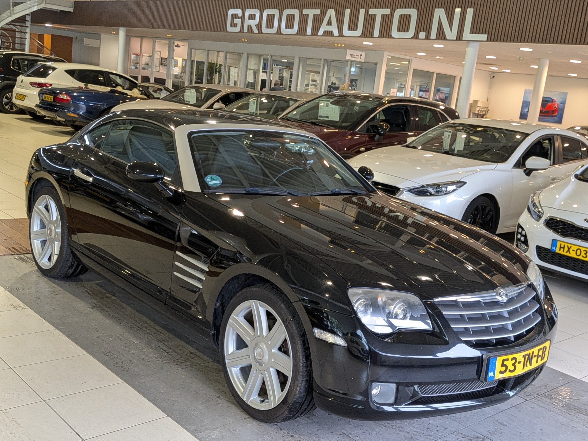 Chrysler Crossfire 3.2 V6 Airco, Cruise Control, Stuurbekrac, Achterwielaandrijving, Gebruikt, Zwart, Zwart