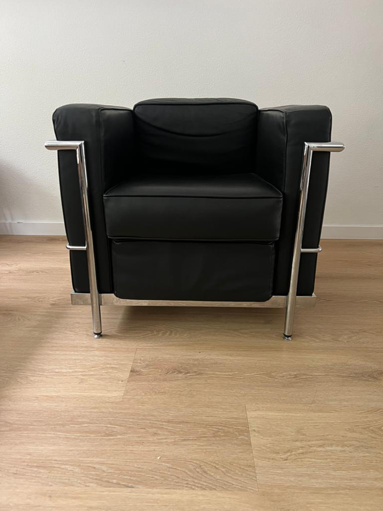 Bauhaus lounge stoel LC2 lookalike chrome fauteuil, Ophalen, Zo goed als nieuw, 75 tot 100 cm
