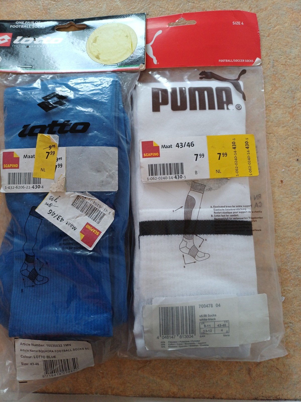 Puma en Lotto voetbalsokken maat 43/46, Kleding | Heren, Sokken en Kousen, Pump en lotto, Wit, Ophalen of Verzenden, Nieuw