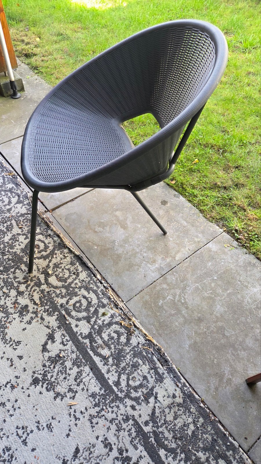 4x Donkergrijze Wicker Tuinstoelen, Ophalen, Gebruikt, Wicker
