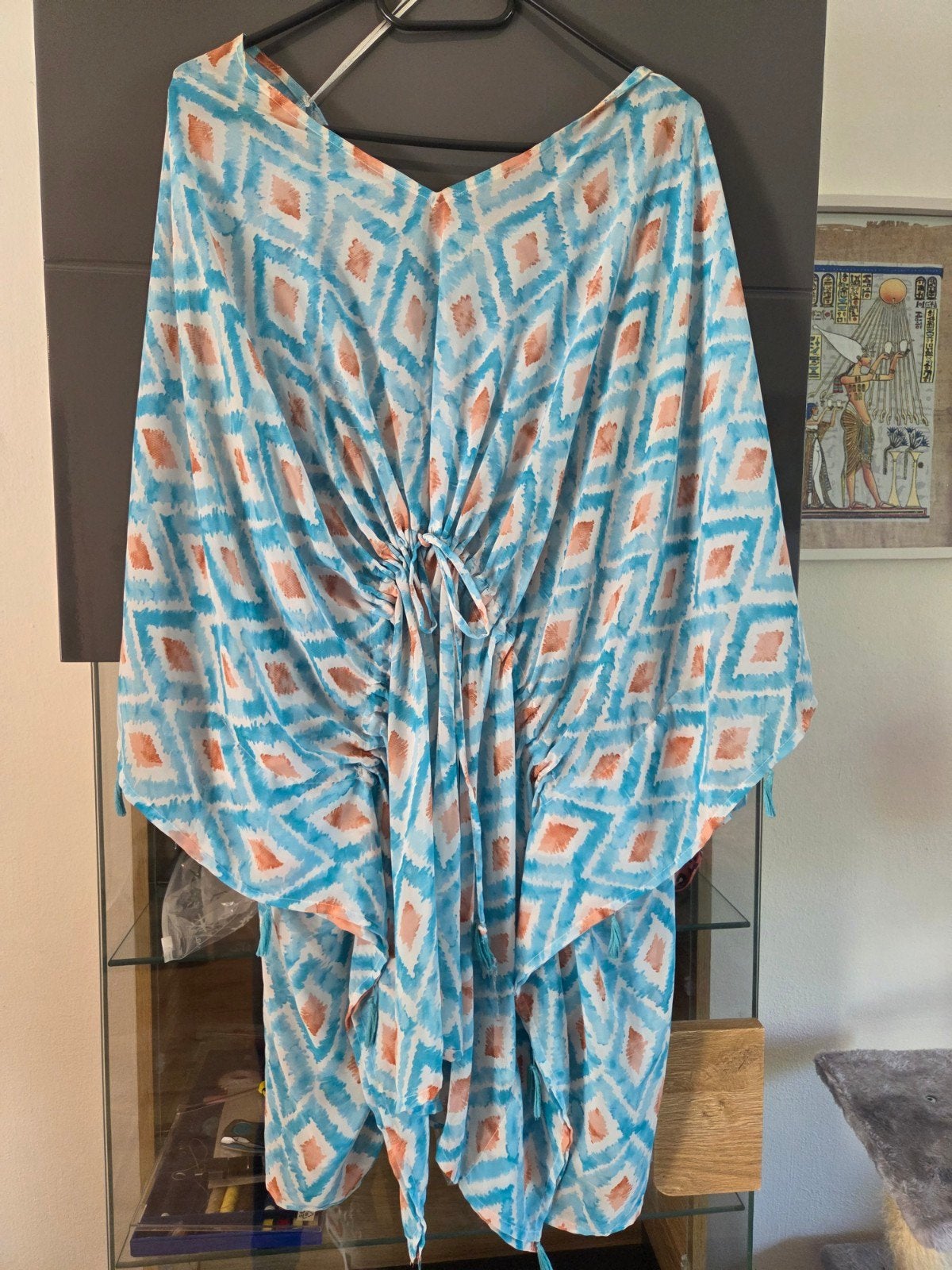 Bonprix kaftan jurk maat 44/46 (L) - Blauw/Oranje, Blauw, Maat 42/44 (L), Ophalen of Verzenden, Bonprix Selection