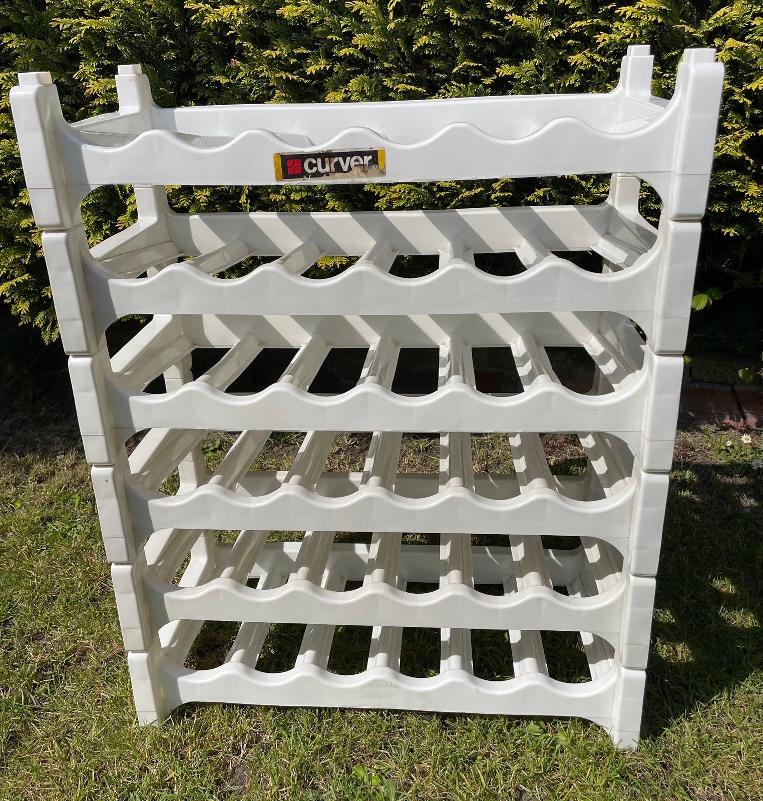 6 Vintage witte Curver wijn/limonade rekken voor 6 flessen, Ophalen, Gebruikt, Kunststof