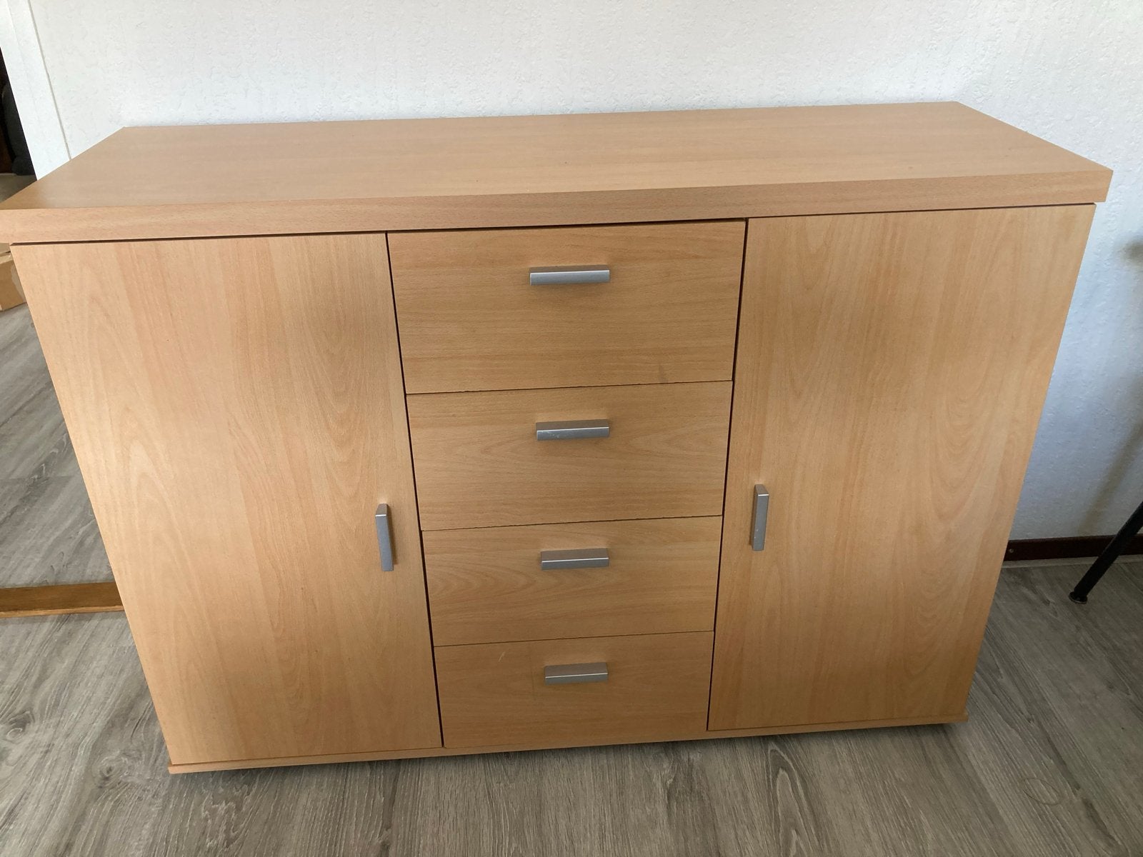 Houten dressoir met lades en deuren - 117x39x84 cm, Ophalen, Gebruikt, 100 tot 150 cm, Met lade(s)