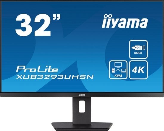 iiyama ProLite XUB3293UHSN – 32″ 4K IPS USB-C Dock KVM RJ45