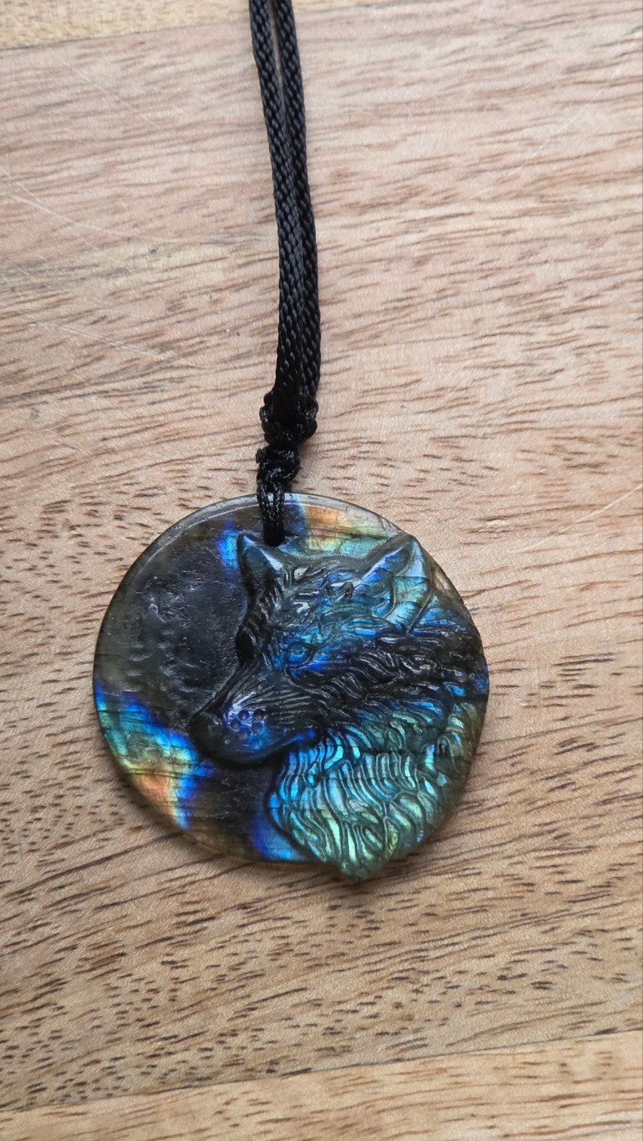 Labradoriet Wolf Ketting - Verstelbaar - 4 cm, Ophalen of Verzenden
