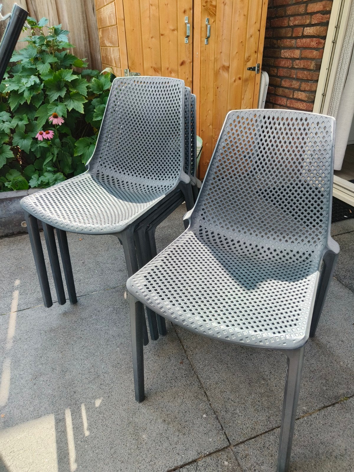 4 tuinstoelen, Tuin en Terras, Ophalen, Gebruikt, Kunststof