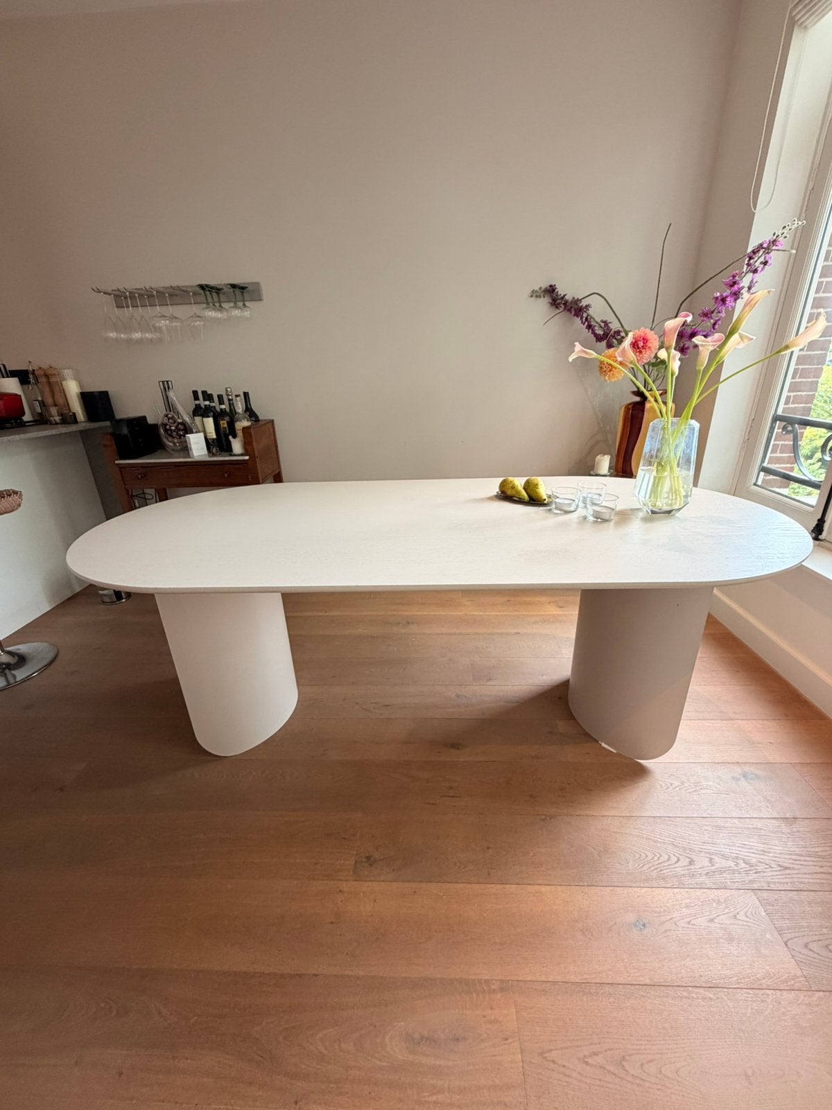 FEST Plateau oval eettafel - sand, Ophalen, 50 tot 100 cm, Zo goed als nieuw, Vijf personen of meer