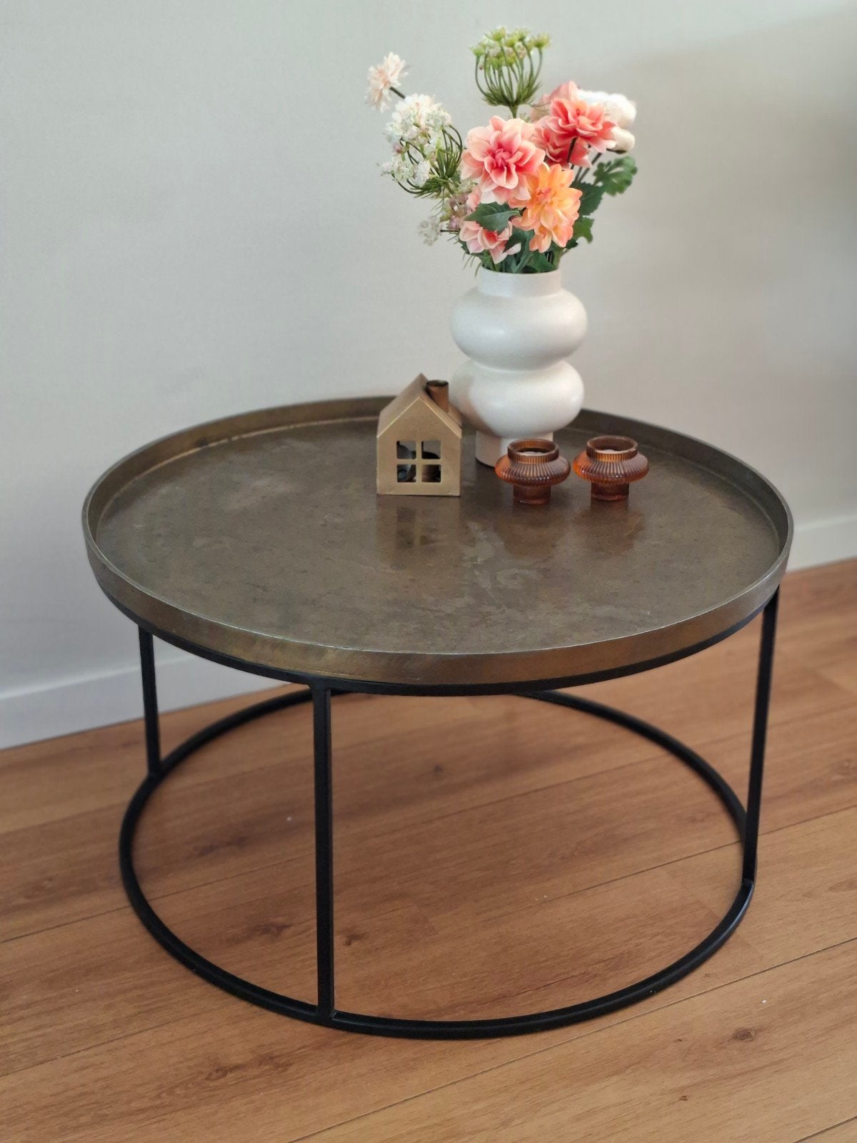 Messing salontafel, Huis en Inrichting, Ophalen, Gebruikt, Rond, Metaal