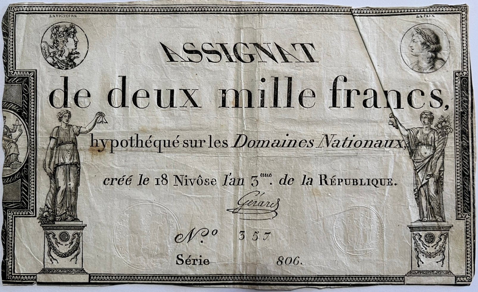 Franse Revolutie 1000 franc zonder jaartal, Postzegels en Munten, Bankbiljetten | Europa | Niet-Eurobiljetten, Ophalen of Verzenden