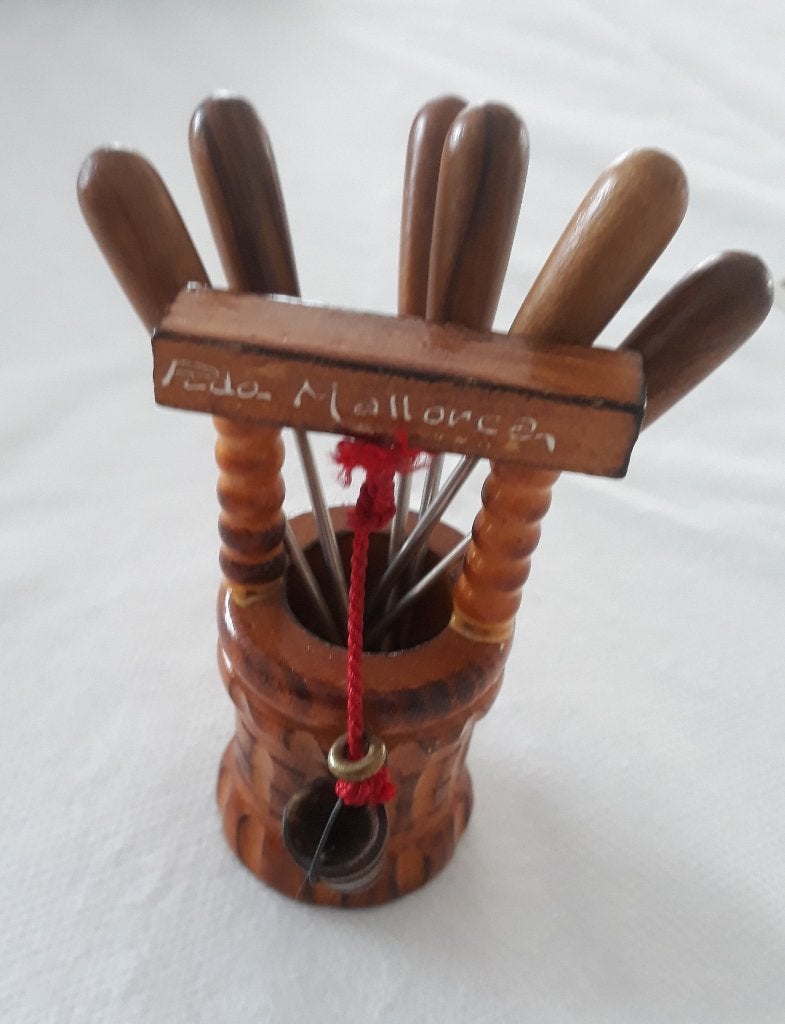 6 Vintage cocktailvorkjes in leuke waterput, Ophalen of Verzenden