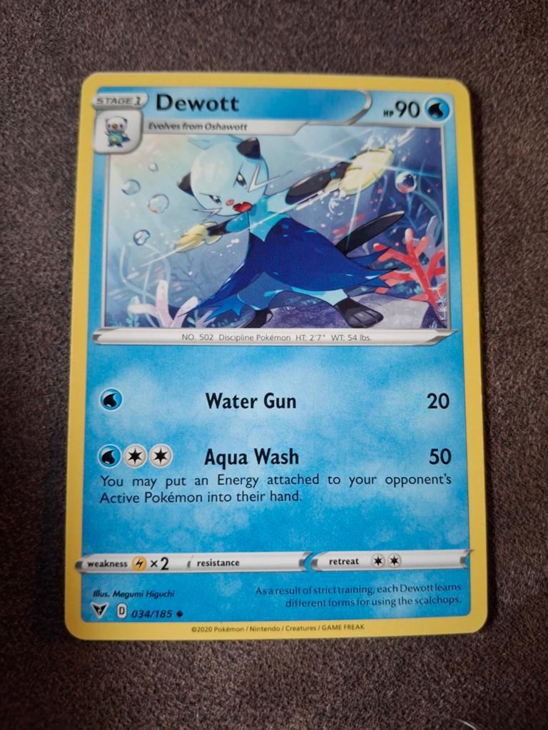 Pokémon Kaart Dewott 034/185 - Zo goed als nieuw, Ophalen of Verzenden, Zo goed als nieuw, Losse kaart