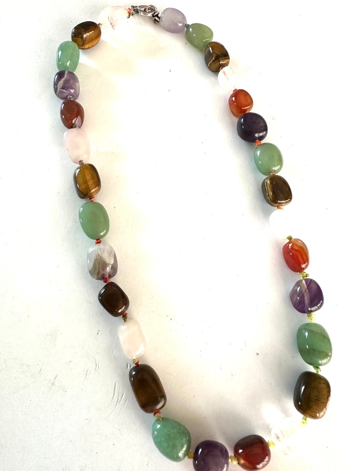 Vintage edelsteen ketting, Sieraden, Tassen en Uiterlijk, Kettingen, Verzenden, Zo goed als nieuw, Bruin, Steen of Mineraal
