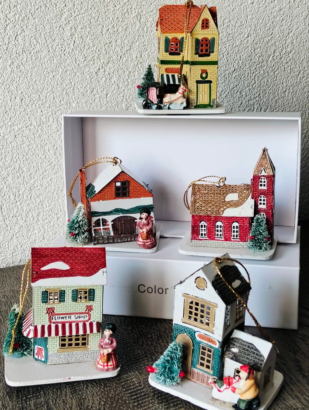 Vintage metalen kersthuisjes- kerstdorp, Diversen, Kerst, Ophalen of Verzenden, Gebruikt