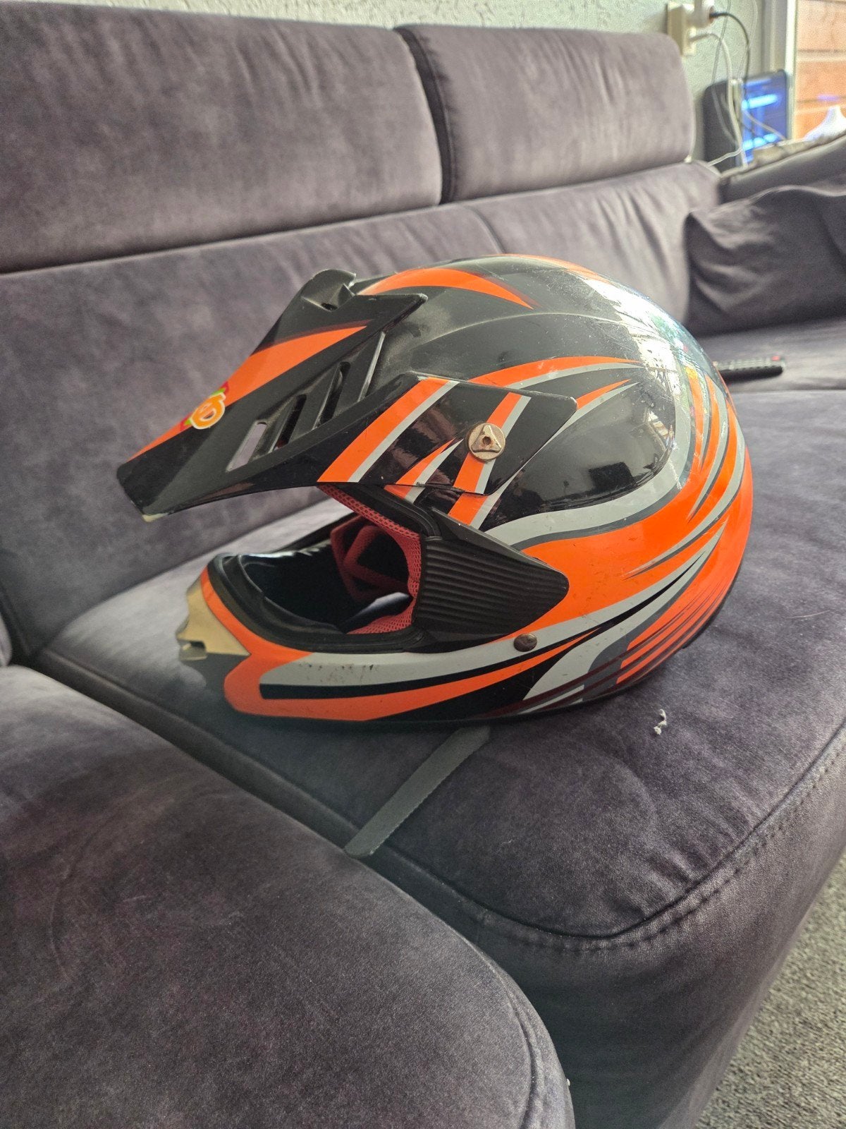 Crosshelm - Oranje/Zwart, Motoren, M, Offroadhelm, Tweedehands, Ophalen