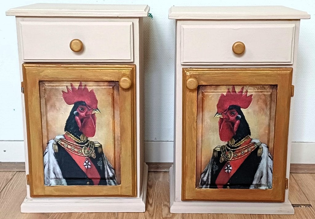 2 Camelkleurige nachtkastjes, kastjes “Haan”, Huis en Inrichting, Ophalen of Verzenden, Zo goed als nieuw, Eenpersoons