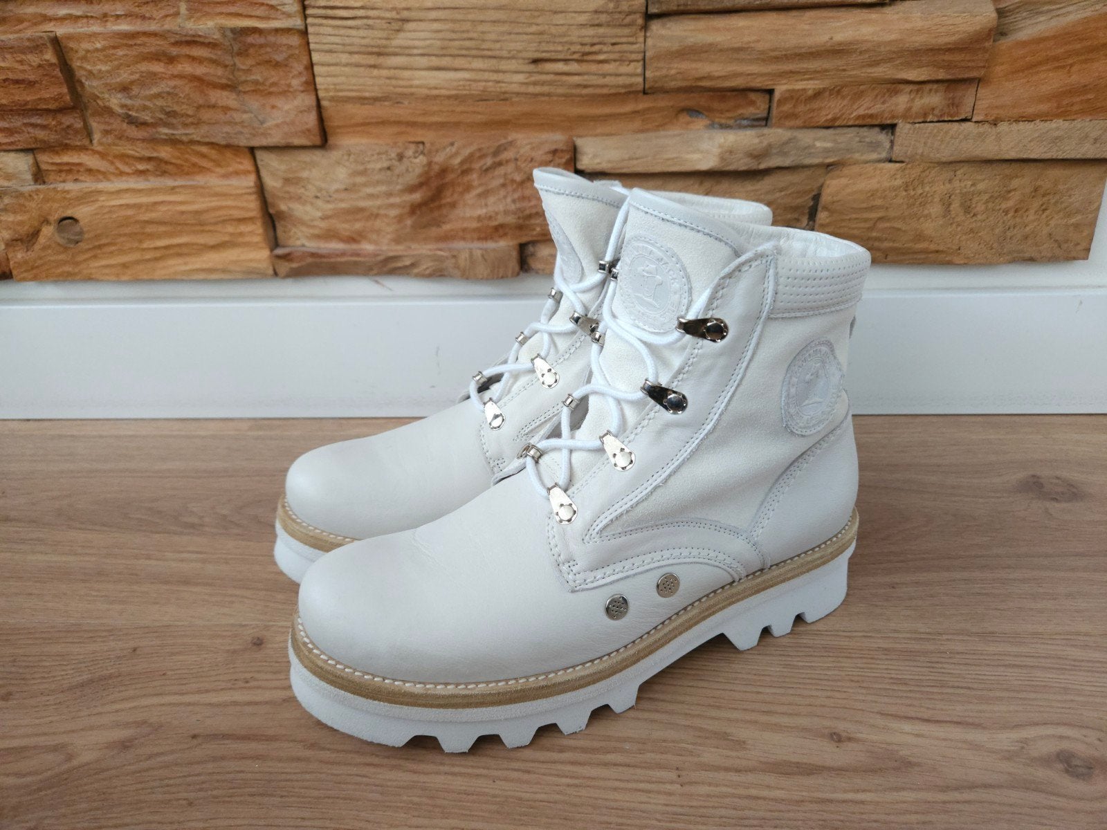 Panama Jack Route Boots Reporter Maat 41 wit veterboots ZGAN, Wit, Lage of Enkellaarzen, Ophalen of Verzenden, Zo goed als nieuw