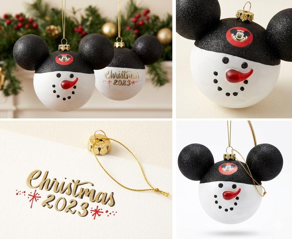 Disney Parks Mickey Mouse sneeuwpop kerstornament, Ophalen, Mickey Mouse, Zo goed als nieuw, Beeldje of Figuurtje