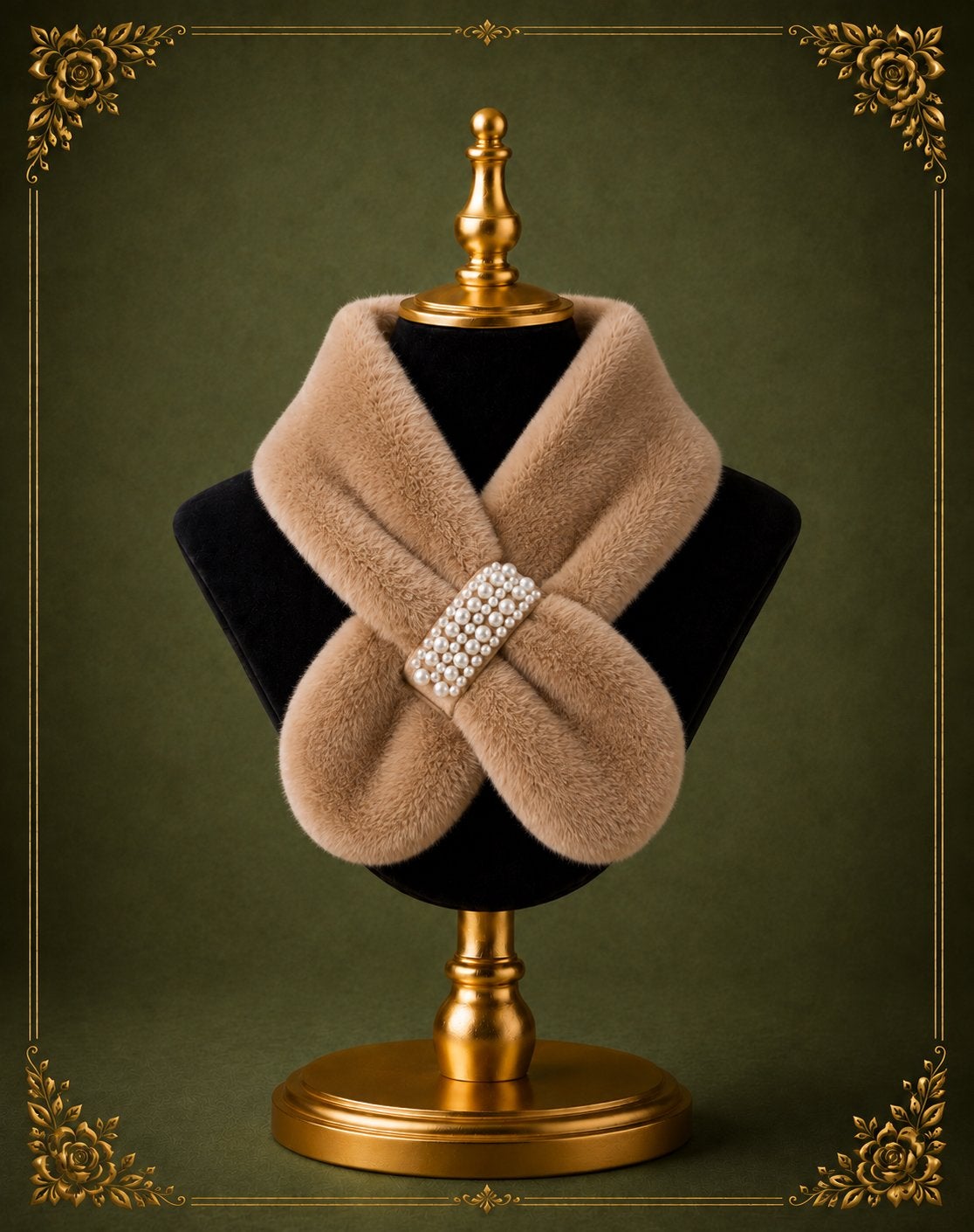Luxe Faux Bont Sjaal met Parelgesp - Nieuw, Ophalen of Verzenden, Nieuw, Maat 42/44 (L), Sjaal