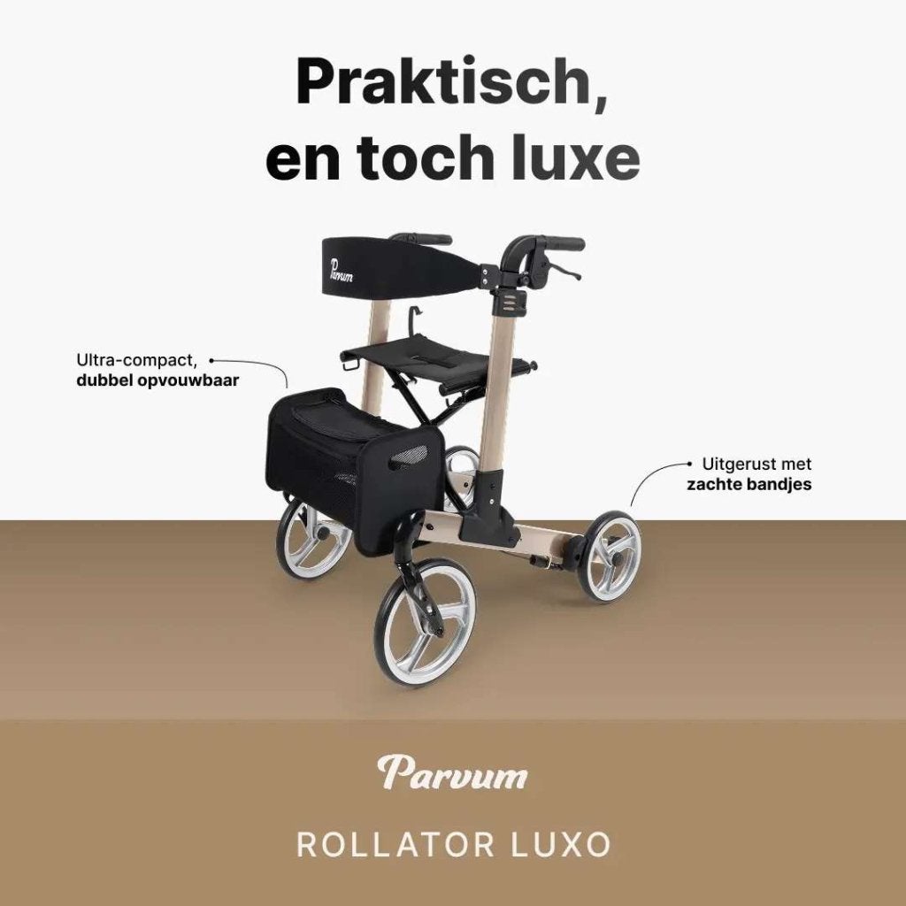 Parvum rollator - Luxo, Brava, Riva, SuperLight, Diversen, Rollators, Houten, Parvum, Info@thuiszorgwinkelveenendaal.nl, Nieuw