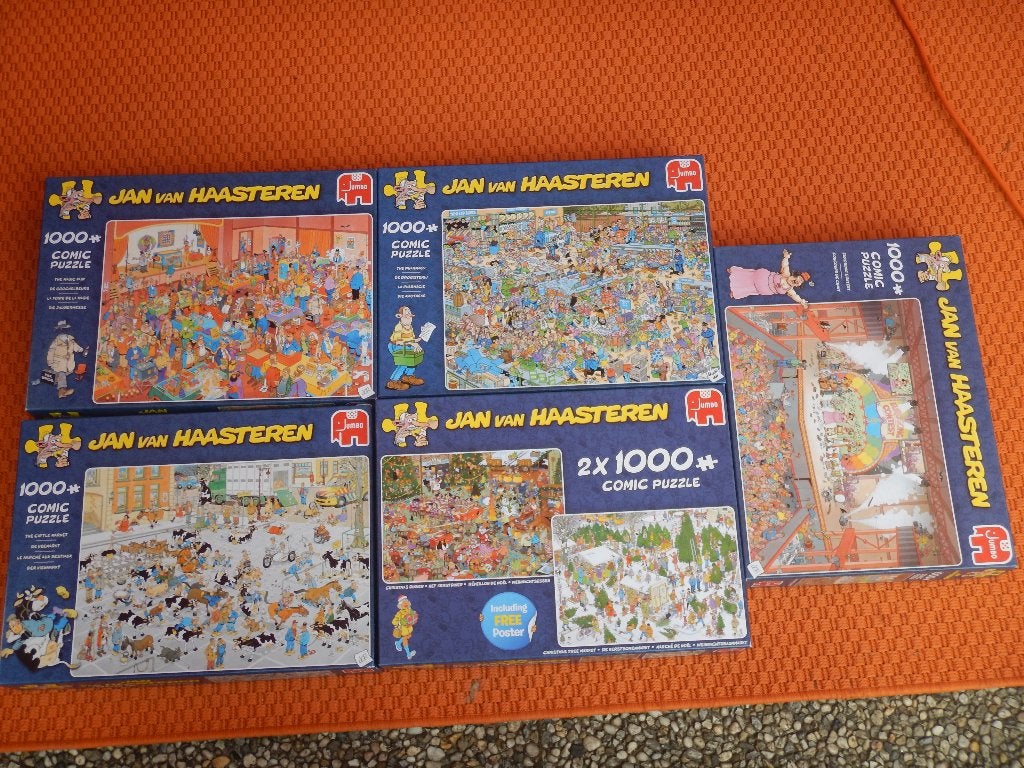 Jan van Haasteren Puzzles - 8 stuks, Ophalen, 500 t/m 1500 stukjes, Zo goed als nieuw, Legpuzzel